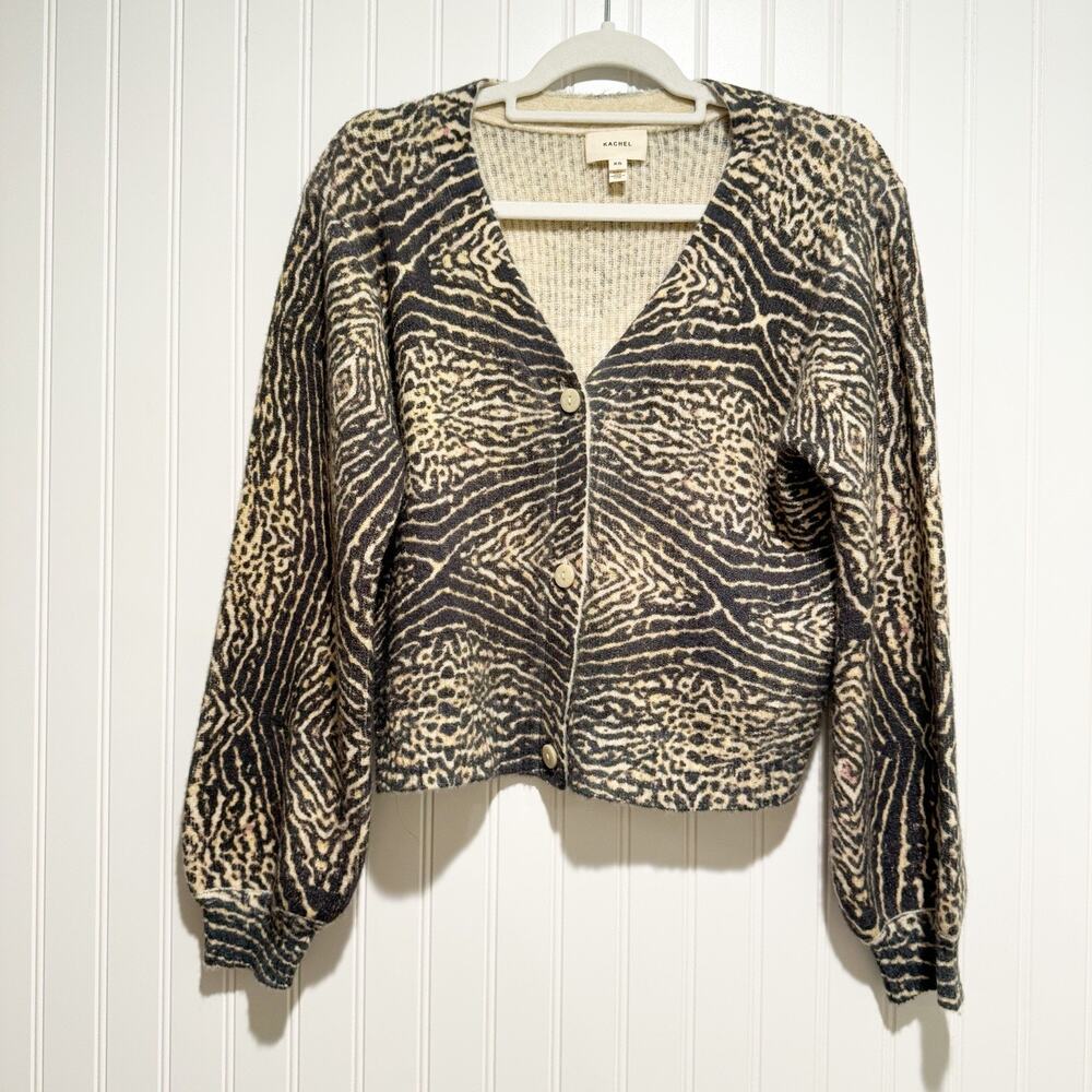 Anthropologie Kachel V Neck Cardigan Sweater Classic Comfortable Wool Blend XS - Picture 2 of 6